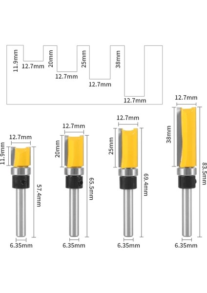 6X12.7X25 Yusun Şablon Trim Desen Bit Koyu 1/2 Dia Karbür Kesiciler Yönlendirici Bit Ağaç Işleme Freze Kesicisi Ahşap (Yurt Dışından) fiyatları