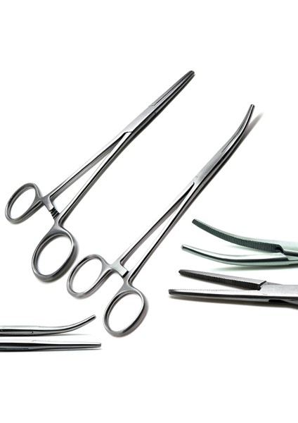Kavisli 20 cm Paslanmaz Çelik Kavisli Uç ve Düz Uçlu Forseps Kilitleme Kelepçeleri Hemostatik Forseps Arteriyel Forseps Kelepçe Balık Kancası Pense (Yurt Dışından)