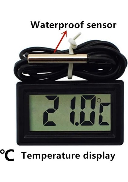 T-Wire Siyah Mini LCD Dijital Termometre Higrometre Sıcaklık Iç Mekan Uygun Sıcaklık Sensörü Nem Ölçer Ölçer Aletler Kablo (Yurt Dışından)