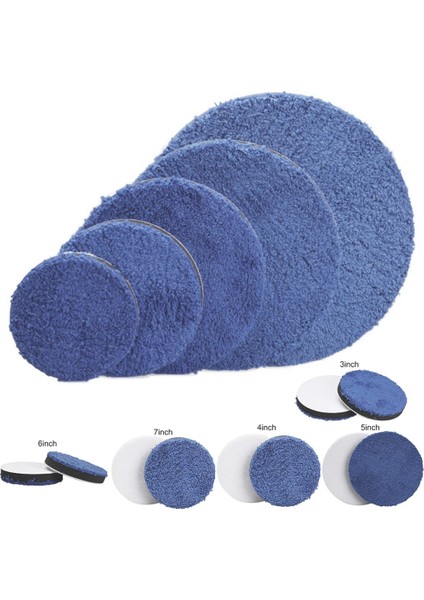 3 Inç 2 Adet 3/4/5/6/7 Inç Mikrofiber Parlatma Pedleri Parlatma Pedi Seti Araba Parlatıcı Mavi Yeni ve Yüksek Kalite (Yurt Dışından)