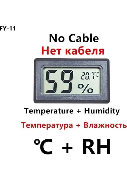Fy-11 Siyah Mini Dijital LCD Kapalı Sıcaklık Nem Sensörü Nem Ölçer Termometre Higrometre Ölçer Balık Tankı Araba Aksesuarları (Yurt Dışından)