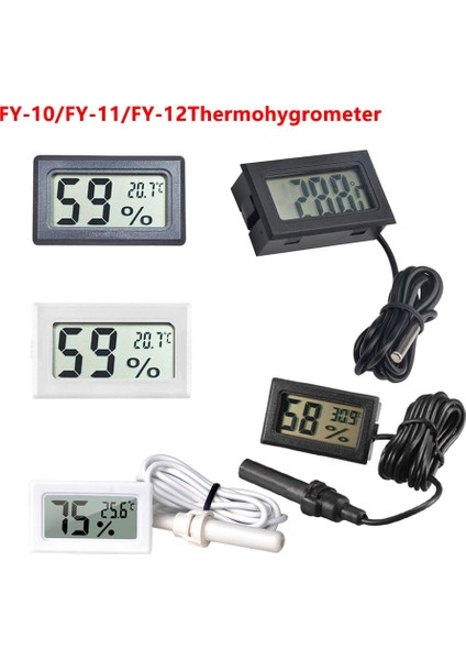 Fy-11 Siyah Mini Dijital LCD Kapalı Sıcaklık Nem Sensörü Nem Ölçer Termometre Higrometre Ölçer Balık Tankı Araba Aksesuarları (Yurt Dışından)