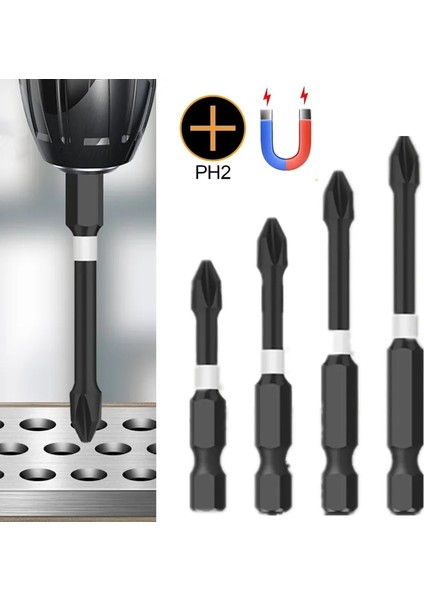 90MM-1 Adet Elektrikli Darbeli Tornavida Ucu Hex Ph2 Çapraz Manyetik Tornavida Uçları Kaymaz Yüksek Sertlik El Matkabı Vida Araçları 25-150MM (Yurt Dışından)