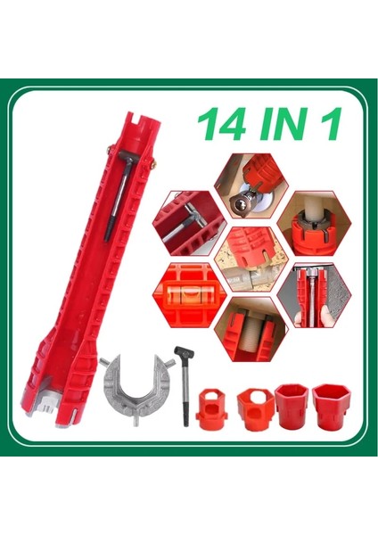 5 In 1 14 In 1 Lavabo Musluğu Anahtarı Sıhhi Tesisat Tamir Aracı Kaymaz Kolu Çift Kafa Anahtarı Banyo Sıhhi Tesisat Su Isıtıcı Anahtar Aracı (Yurt Dışından)
