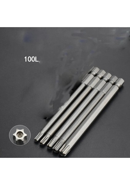 100MM T8 1 Adet 100MM Uzun T6-T40 Manyetik Torx Tornavida Uçları Seti Elektrikli Tornavida Kafası T6, T7, T8, T10, T15, T20, T25, T27, T30, T40 (Yurt Dışından)