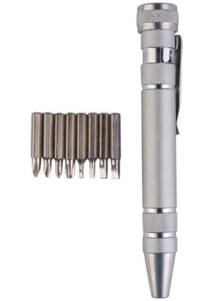 Gümüş Sıcak Taşınabilir 8 In 1 Alüminyum Kalem Tarzı Tornavida Çok Aracı Hassas Cep Telefonu Tamir Aracı Takımı Tornavida Seti Uçları (Yurt Dışından)