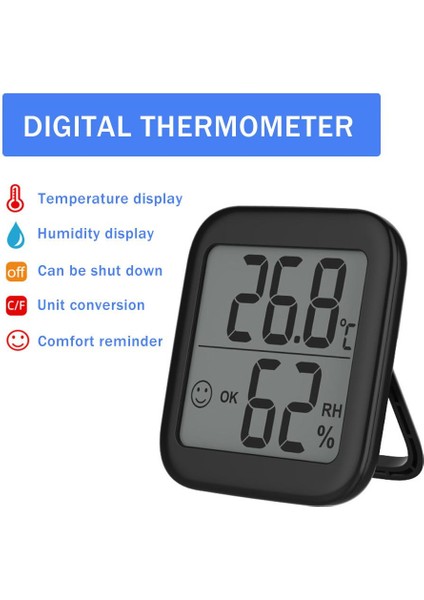 Beyaz Termometre Higrometre Bildirim Uyarısı ve LCD Ekranlı Doğru Iç Mekan Duvara Monte Gösterge Dijital Sıcaklık Nem Monitörü (Yurt Dışından) indirimleri