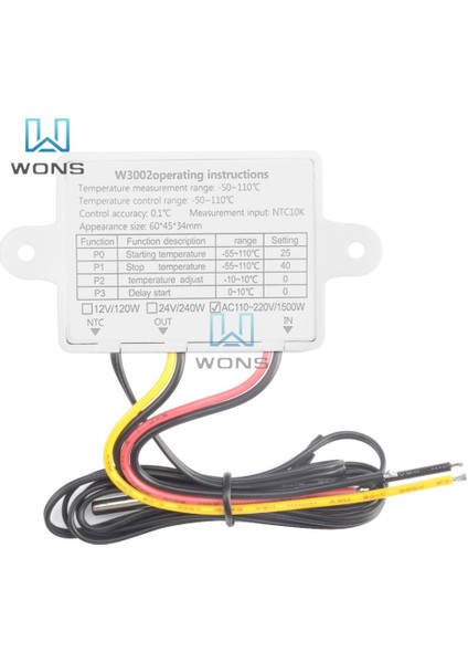 Su Geçirmez Prob 12V 24V 220V 110V 10A W3002 Dijital LED Sıcaklık Kontrol Cihazı Termostat Kontrol Anahtarı Termoregülatör Sensör Metre Probu ile (Yurt Dışından) indirimleri