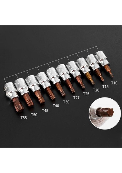 H10 1 Adet 3/8 Sürücü Altıgen Soket Tornavida Bit Seti H3-H10 Tornavida T10-T55 Soket Tornavida Ucu El Aletleri Aksesuarları (Yurt Dışından)