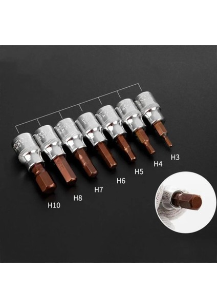 H10 1 Adet 3/8 Sürücü Altıgen Soket Tornavida Bit Seti H3-H10 Tornavida T10-T55 Soket Tornavida Ucu El Aletleri Aksesuarları (Yurt Dışından)