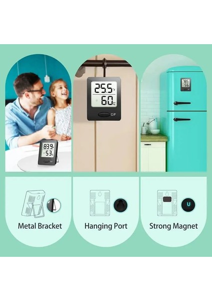 Siyah Mini LCD Termometre Dijital Higrometre Iç Mekan Sıcaklık Higrometre Sensörü Ölçer Ev Ortamı Termometre (Yurt Dışından)