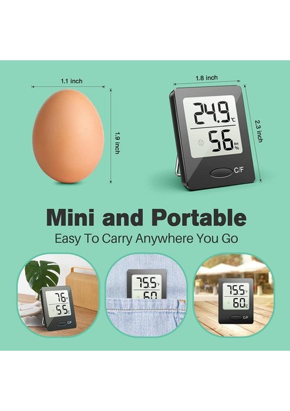 Siyah Mini LCD Termometre Dijital Higrometre Iç Mekan Sıcaklık Higrometre Sensörü Ölçer Ev Ortamı Termometre (Yurt Dışından)