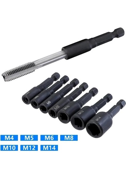M12 M6-M14 Sıkı Vida Musluk Soket Adaptör Tutucu Uzatma Çubuğu 1/4 Inç Hex Shank Lokma Anahtar Takimi Lokma Seti Darbeli Bit Araçları (Yurt Dışından)