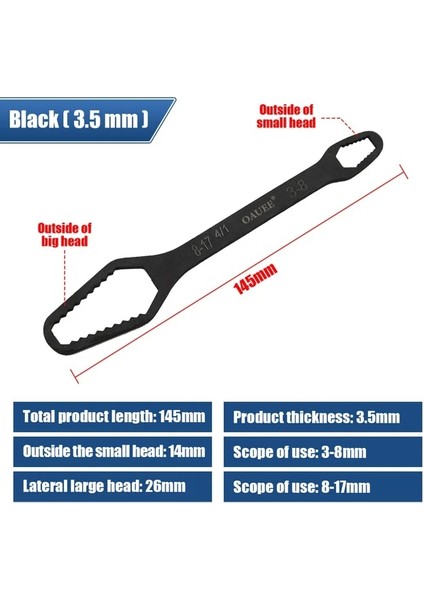 145MM 3-17MM 3.5mm 8-22MM Evrensel Torx Anahtarı Kendinden Sıkma Ayarlanabilir Çift Kafa Hareketli Anahtar Fabrika Tamir Çok Fonksiyonlu El Aleti (Yurt Dışından)