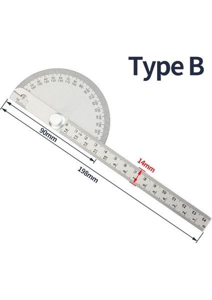 B 180 Derece Iletki Metal Açı Bulucu Açı Cetvel Ağaç Işleme Araçları Ölçme Cetveli Açı Ölçer Paslanmaz Çelik Açı Ölçer (Yurt Dışından)