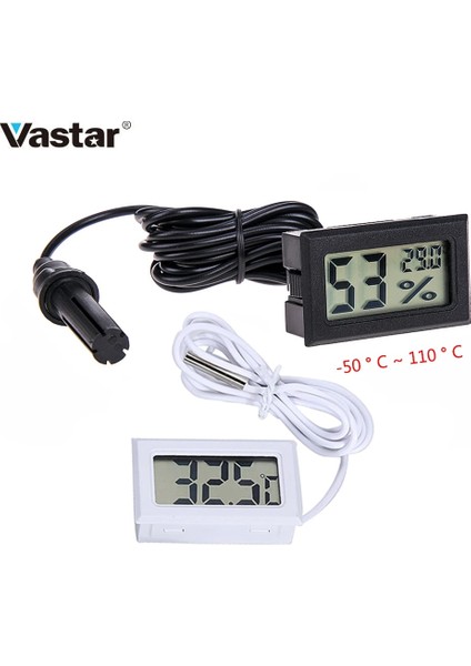 Wired-Black-2 Mini LCD Dijital Termometre Higrometre Sıcaklık Iç Mekan Uygun Sıcaklık Sensörü Nem Ölçer Ölçer Aletler Kablo (Yurt Dışından)