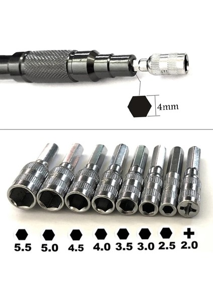 H4 Vida Metrik Sürücü Aracı Matkap Ucu Ph2.0/m2.5-5.5mm Altıgen Soket Başlı Perçin Konektörü Ekleme Kolu Kapak Somunu (Yurt Dışından)