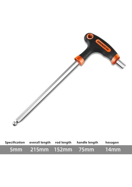 5mm Top El Aleti 2/2.5/3/4/5/6/8/10MM Krom-Vanadiu Çelik Düz/küresel Iç Altıgen Anahtar T Kolu Allen Altıgen Anahtar Anahtarı Anahtarı (Yurt Dışından)