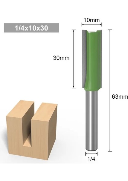 6.35X10X30MM 1 Adet 6.35MM 6mm Shank Tek, Çift Flüt Düz Bit Freze Kesicisi Ahşap Tungsten Karbür Yönlendirici Bit Doğrama Aleti (Yurt Dışından)