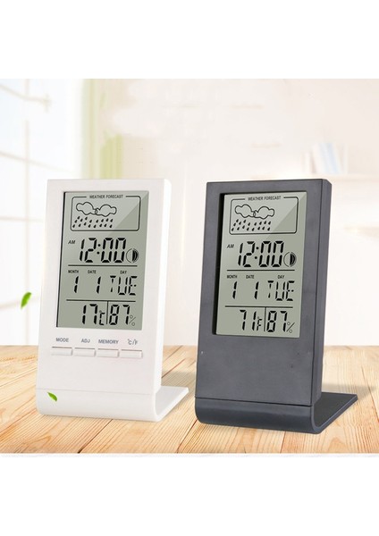 Dijital LCD Termometre Higrometre Ölçer Iç / Dış Mekan Hava Istasyonu Otomatik Elektronik Sıcaklık Nem Monitörü Saat (Yurt Dışından) fiyatları
