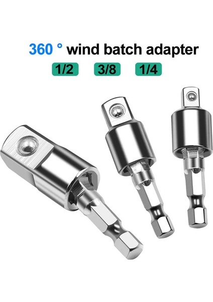 0.25 Inç 1 Adet Elektrikli Matkap Soket Adaptörü Darbeli Sürücü Için Hex Shank ile Kare Soket Matkap Uçları Dönebilen Uzatma 1/4 "3/8" 1/2" (Yurt Dışından)