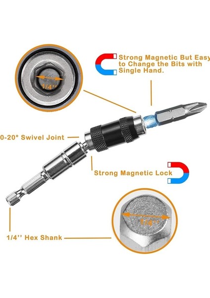 Kırmızı Siyah-1pc 1/4 "hex Manyetik Döner Matkap Ucu Tutucu Hızlı Değişim Tahrik Kılavuzu Matkap Dar Alanlar Için Döner Uç Tutucu Manyetik Uç Ucu (Yurt Dışından) fırsatları