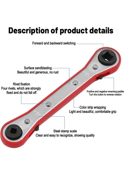 C-138X8MM Cırcır Anahtarı 5/16 Anahtar Soğutma Ayarlanabilir Klima Servis Anahtarı 4 Farklı Ebat - 1/4 x 3/16 x 3/8 Kare (Yurt Dışından) fırsatları