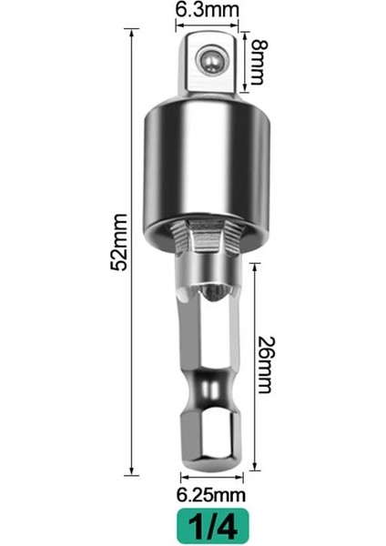 0.25 Inç 1 Adet Elektrikli Matkap Soket Adaptörü Darbeli Sürücü Için Hex Shank ile Kare Soket Matkap Uçları Dönebilen Uzatma 1/4 "3/8" 1/2" (Yurt Dışından)