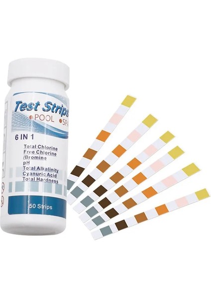 50 Adet/şişe 6 In 1 Çok Fonksiyonlu Yüzme Havuzu Test Şeritleri Klor Brom Ph Alkalinite Sertlik Siyanürik Asit Test Şeritleri (Yurt Dışından)