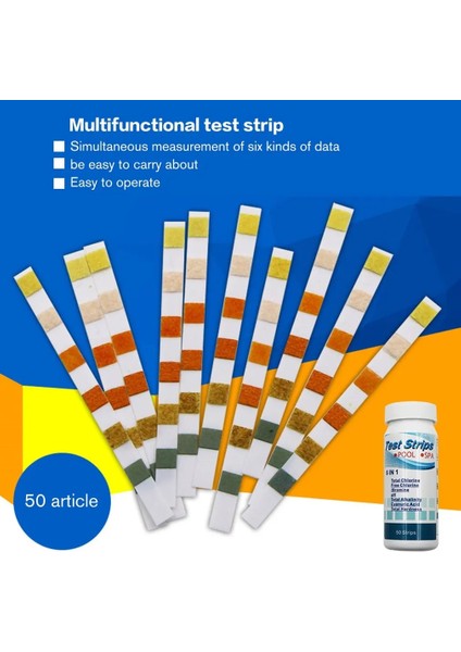 50 Adet/şişe 6 In 1 Çok Fonksiyonlu Yüzme Havuzu Test Şeritleri Klor Brom Ph Alkalinite Sertlik Siyanürik Asit Test Şeritleri (Yurt Dışından) fiyatları