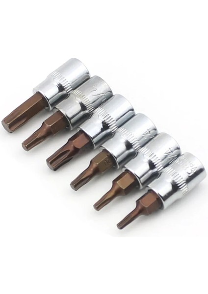 6 Adet 6 Adet/takım 1/4 "torx Tornavida Bit Seti Sürücü Soket Kafa Tornavida Malzeme El Aleti Seti T10 T15 T20 T25 T30 T40 (Yurt Dışından)