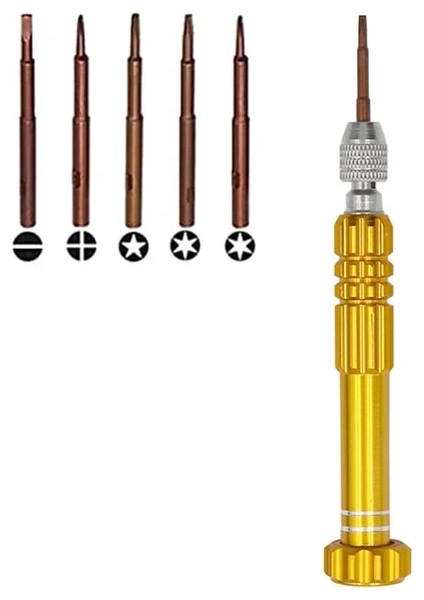 Sarı El Aletleri 5in1 Tornavida Seti Mini Tornavida Tamir Kiti Elektronik Cep Telefonu Için Manyetik Minik Hassas Tornavida Seti (Yurt Dışından)