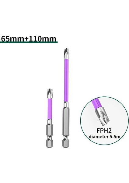 Mor 65MM 110MM 65MM 110MM Manyetik Özel Oluklu Çapraz Tornavida Bit Somun Sürücüleri Elektrikçi Fph2 Soket Anahtarı Güç El Aletleri (Yurt Dışından)