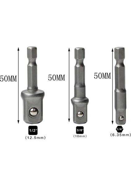 A0144-50MM Matkap Soket Adaptör Kiti Darbeli Matkap Uzatma Ucu Soket Adaptör Kiti 1/4'' 3/8'' 1/2'' Kare Kafa 1/4'' Hex Shank Matkap Araçları (Yurt Dışından)
