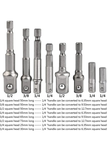 A0144-50MM Matkap Soket Adaptör Kiti Darbeli Matkap Uzatma Ucu Soket Adaptör Kiti 1/4'' 3/8'' 1/2'' Kare Kafa 1/4'' Hex Shank Matkap Araçları (Yurt Dışından) modelleri