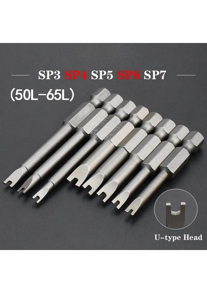 Sp6-1 Adet 65L U Tipi Manyetik Tornavida Uçları Seti S2 Alaşım 1/4 Hex Shank Elektrikli Tornavida Kafası Sp3,sp4,sp5,sp6,sp7 Cep Delik Jig (Yurt Dışından)
