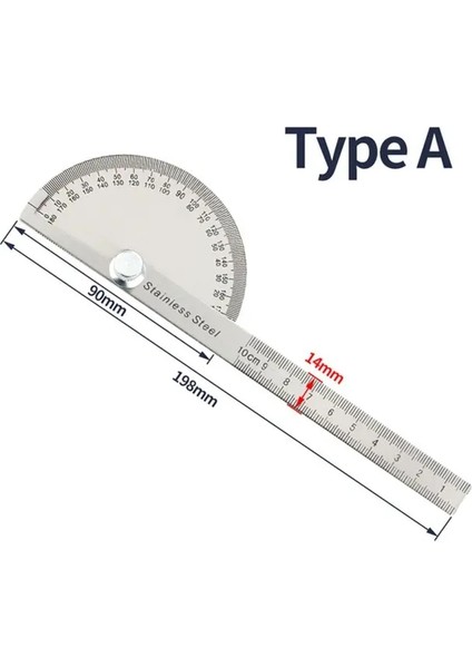 180 Derece Iletki Metal Açı Bulucu Açı Cetvel Ağaç Işleme Araçları Ölçme Cetveli Açı Ölçer Paslanmaz Çelik Açı Ölçer (Yurt Dışından)