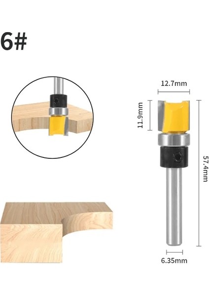 6.35X12.7X11.9 Yusun Şablon Trim Desen Bit Koyu 1/2 Dia Karbür Kesiciler Yönlendirici Bit Ağaç Işleme Freze Kesicisi Ahşap (Yurt Dışından)