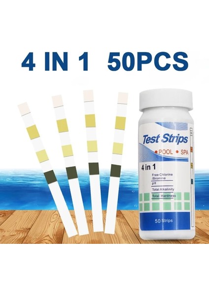 4'ü 1 Arada 3'ü 1 Arada Klor Ph Test Şeritleri Spa Yüzme Havuzu Su Test Cihazı Kağıdı Artık Klor Ph Değeri Alkalinite Sertlik Test Şeridi (Yurt Dışından)