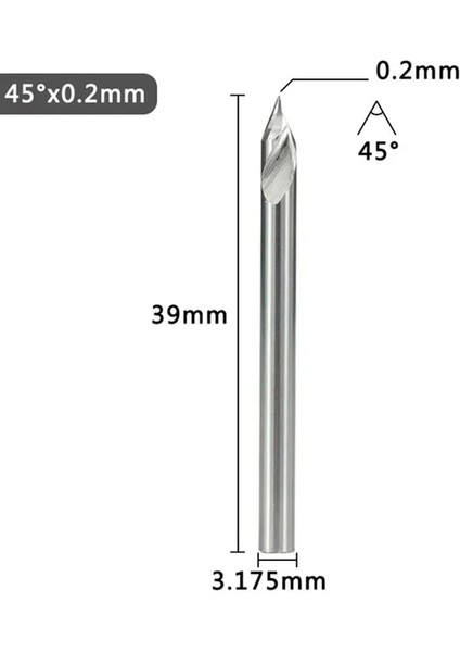 45D 0 2 1 Adet 3.175MM Shank V Şekli Uç Uç Freze Oyma Kesici 20/30/45/60 Derece Freze Kesicisi Ucu Karbür 3D Gravür Bit Araçları (Yurt Dışından)