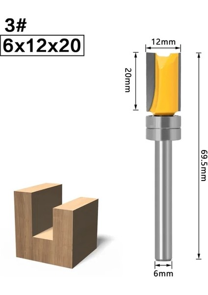 03 1 Adet 6mm Shank Freze Kesicisi Ahşap Oyma Şablon Trim Menteşe Zıvana Freze Ucu Düz Uçlu Freze Giyotin Temizleme Floş Aracı (Yurt Dışından)