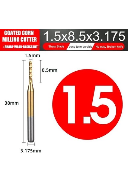 1.5mm Kaplamalı Pcb Mısır Freze Kesici Ithal Alaşım Freze Kesici Oyma Devre Tungsten Çelik Freze Kesici 0.6-3.175MM (Yurt Dışından)