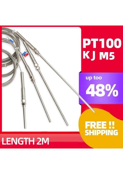 K 400 800 Derece Rtd K J PT100 50MM 150MM 100MM 200MM Fırın Sıcaklık Sensörü M5 Probu Termal Termokupl Endüstriyel Sensör (Yurt Dışından)