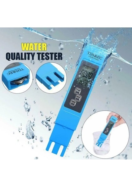 B Mavi 3 In 1 Dijital Tds Metre Su Test Cihazı Dijital 0.0-14.0 Ph Metre Test Cihazı Tdsec LCD Su Saflığı Ppm Akvaryum Filtresi Aqua R2K9 (Yurt Dışından) fiyatları