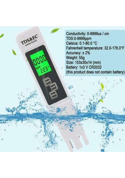 B Mavi 3 In 1 Dijital Tds Metre Su Test Cihazı Dijital 0.0-14.0 Ph Metre Test Cihazı Tdsec LCD Su Saflığı Ppm Akvaryum Filtresi Aqua R2K9 (Yurt Dışından) fırsatları