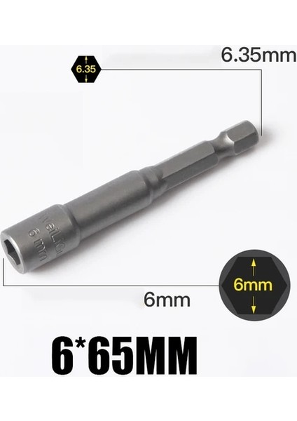 6mm x 65MM 1 Adet 3MM-24MM Altıgen Darbe Soketi Manyetik Olmayan Somun Tornavida Seti 1/4 6.35MM Anahtarı 65MM Uzun Adaptör Elektrikli Matkap Soket Kiti (Yurt Dışından)