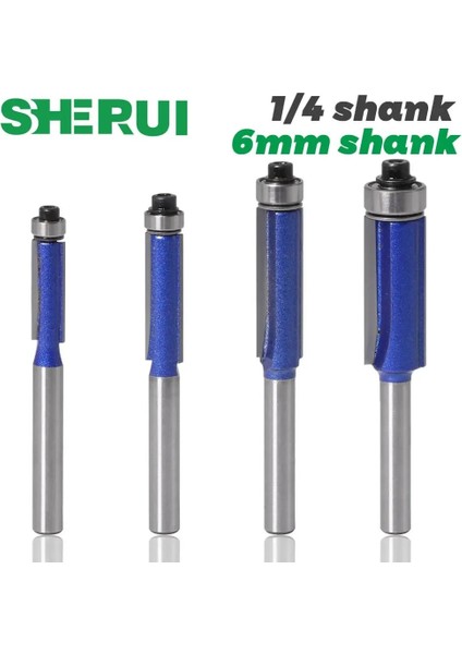 6MMX6.35MM 1 Adet 1/4 Shank 6mm Shank Trim Yönlendirici Bit Için Rulman ile Ahşap Şablon Desen Bit Tungsten Karbür Freze Kesicisi Ahşap Için (Yurt Dışından) fiyatları