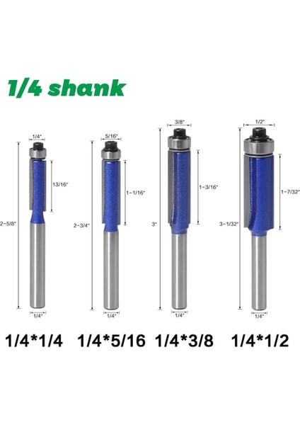 6MMX6.35MM 1 Adet 1/4 Shank 6mm Shank Trim Yönlendirici Bit Için Rulman ile Ahşap Şablon Desen Bit Tungsten Karbür Freze Kesicisi Ahşap Için (Yurt Dışından) modelleri