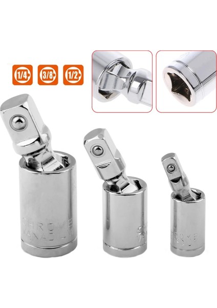3-8 1/4 "3/8" 1/2" Evrensel Ortak 360 Derece Cırcır Açısı Uzatma Çubuğu Soket Adaptörü Bükülebilir Adaptör Soketi Araçları El Soket Aracı (Yurt Dışından)