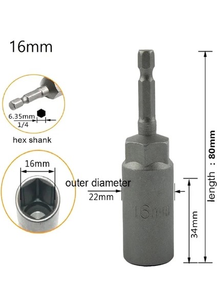 16MM 1 Adet 80MM Uzunluk 1/4 "hex Tahrik Manyetik Soket Darbe Somun Cıvata Vidalar Sertliği Absorbe Edin HRC60DRILL Bit (Yurt Dışından)